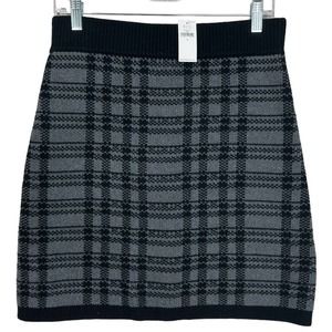 NWT Banana Republic Black Plaid Knit Skirt sz S Dark Academia Baddie Biker
